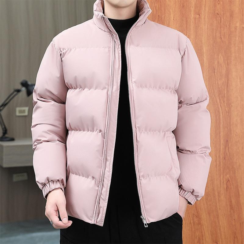 Down Cotton Clothes Men s Winter Couple Stand-up Collar Jacket Trendy Cotton Clothes Thickened Short Bread Clothes Trendy S розовый