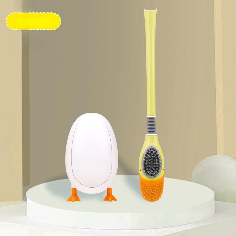 Liquid Injection Silicone Toilet Brush with Suction Cup Holder Strong Cleaning No Dead Corners