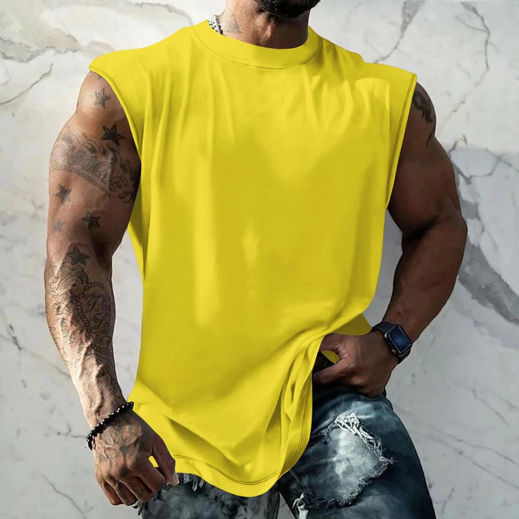 Men Sleeveless Tank Top Muscle Shirt Loose Fit Basic Solid Color Casual Summer Workout Vest for Daily Use