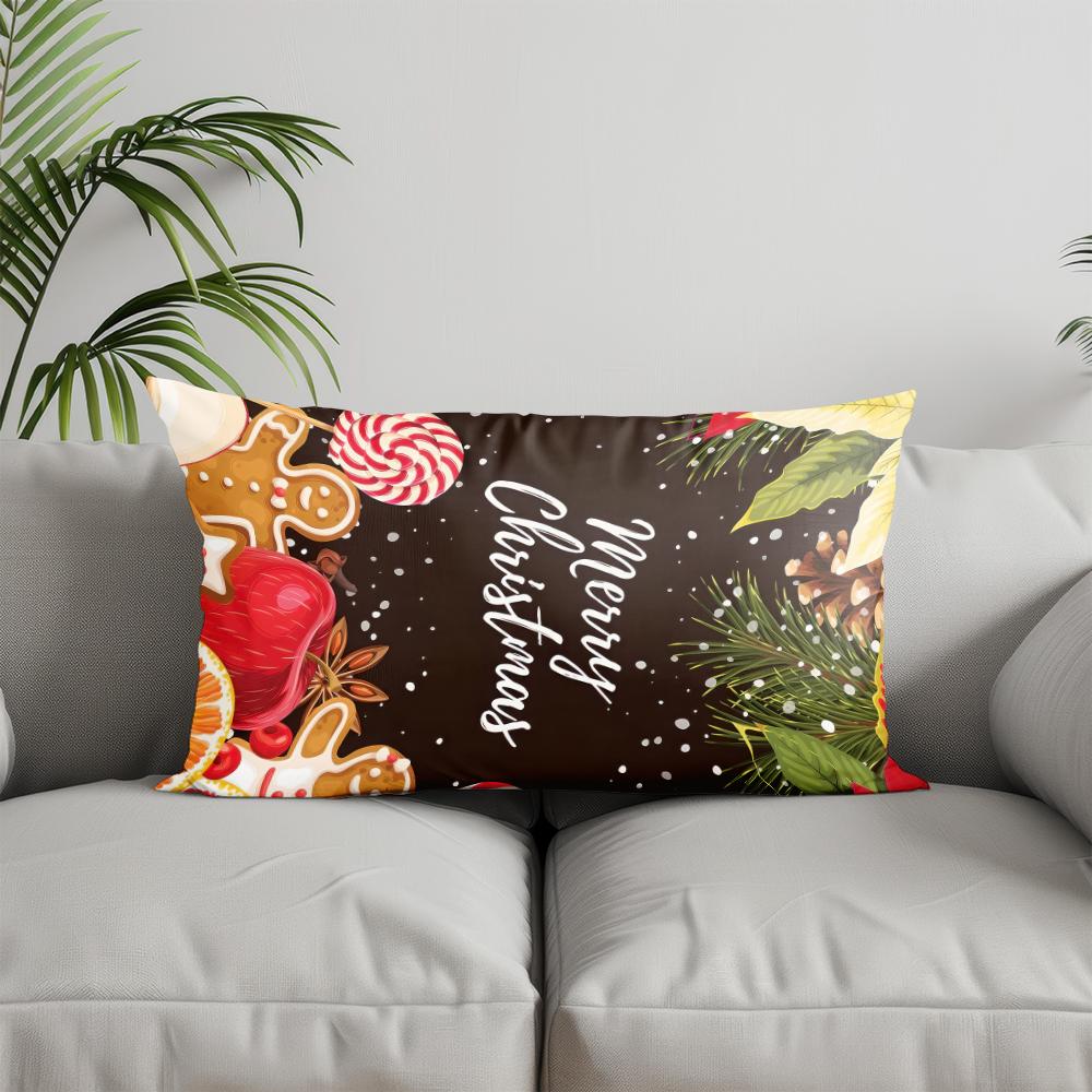 Home Decor Christmas-themed Geometric Pattern Pillow Suitable For Sofa Bedroom Car Pillow Cover Cushion Rectangular Back Cushion
