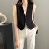 Spring Fashionable Women's Short Suit Vest Sleeveless Jacket with Slim