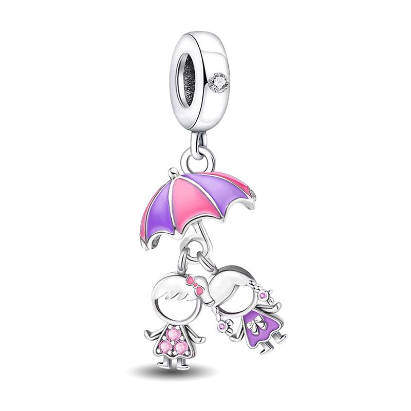 

925 Silver Cute Girl Love Heart Shaped Boy Charms Beads Fit Diy Bracelet Bangle Making Gift Of High Quality Jewelry