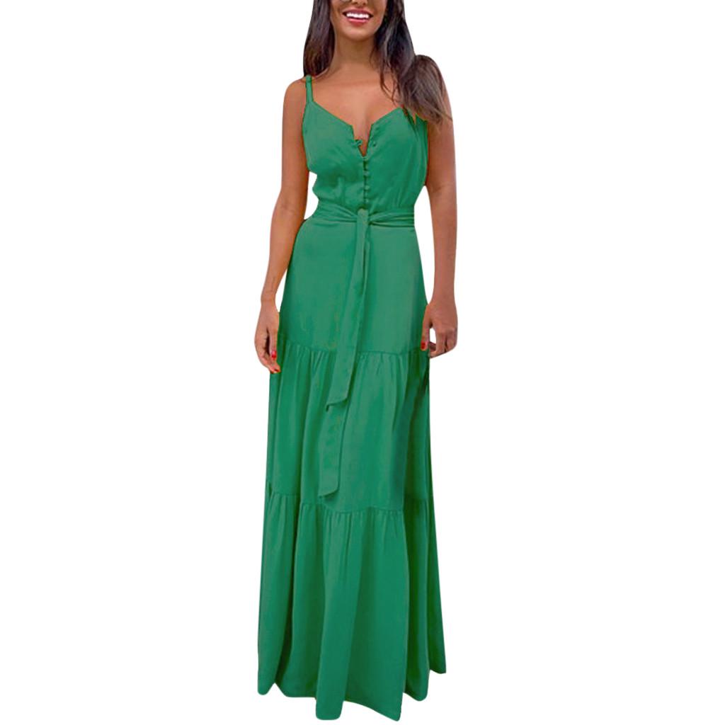 Fashion Women Summer Boho Sleeveless Strappy V-neck Bandage Party Beach Dress