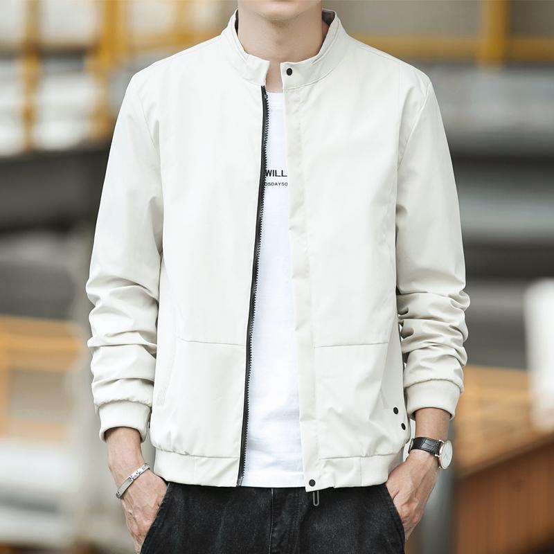 Men's Stand Collar Solid Color Zipper Pocket Fashion Casual Cardigan Coat Jacket Top