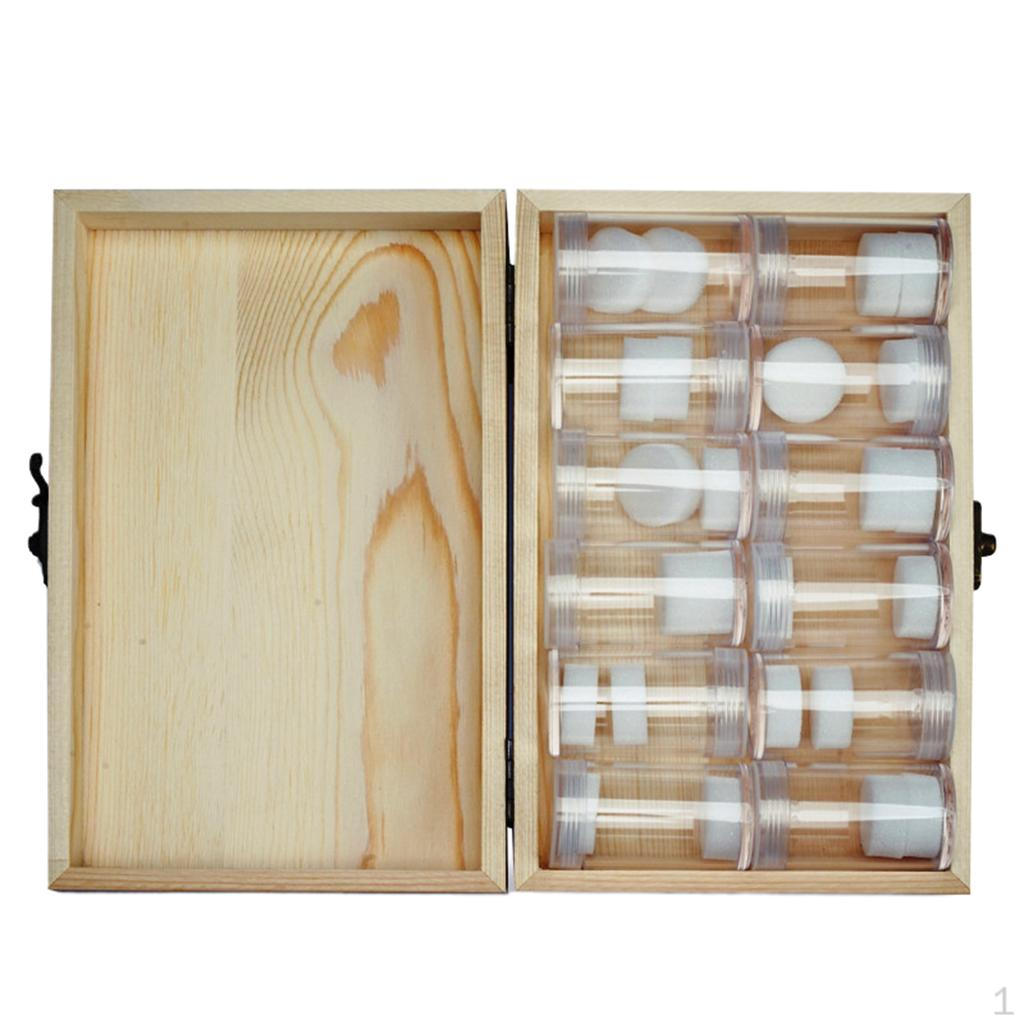 

12x Round Coin Wooden Storage Box Container Display Case
