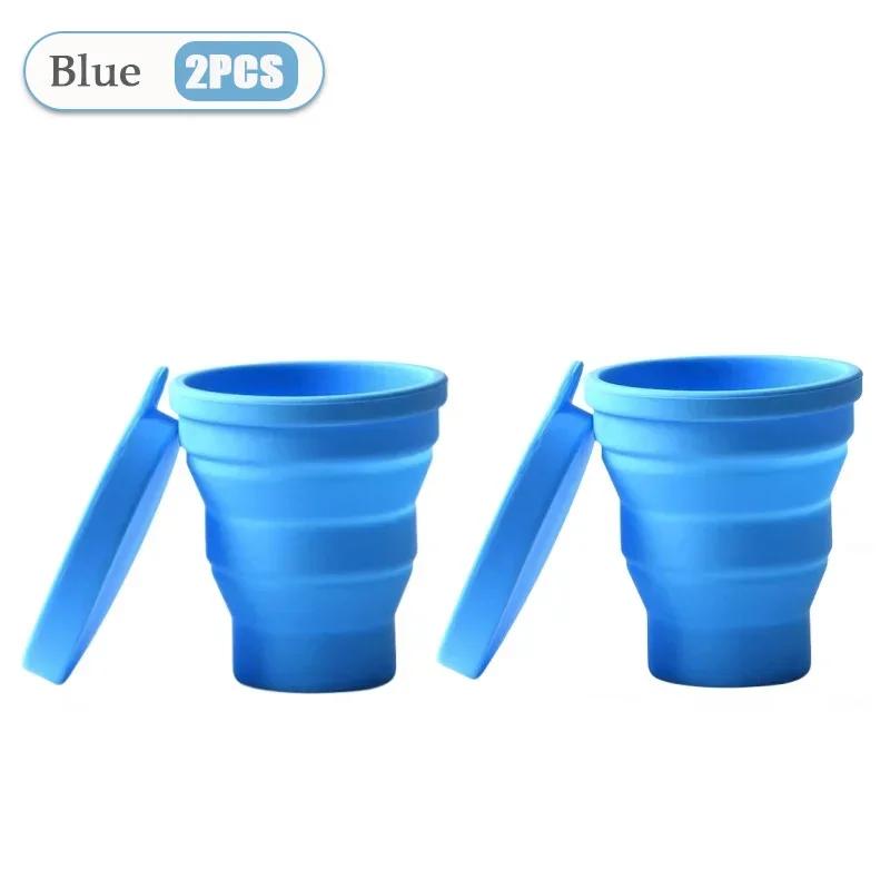 1-10Pcs 180Ml Silicone Collapsible Water Cup Outdoor Camping Travel Portable Foldable Lid Coffee Cup Sports Hiking Accessories