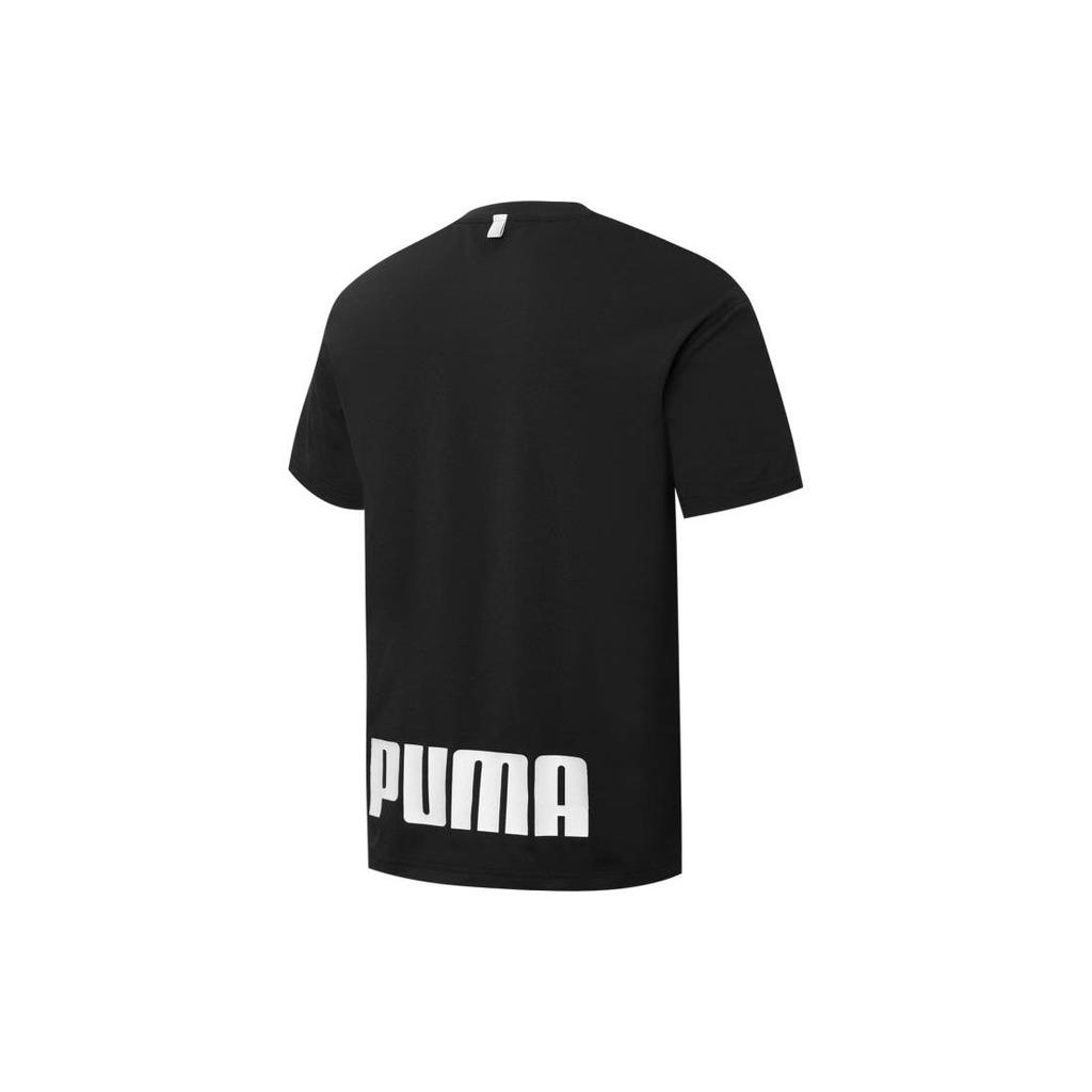 Puma SKB Pocket SS Tee with Solid Color Logo and Round Neck Unisex Tops Black 671962-01