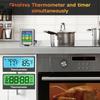 LCD Touchscreen Hintergrundbeleuchtung Duale Sonden Digitales Küchen-Koch-Lebensmittel-BBQ-Fleischthermometer für Küchenofen mit Alarmfunktion