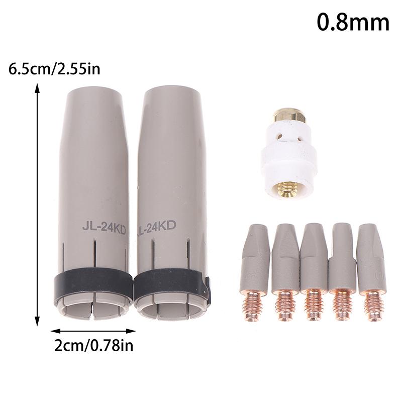1Set 24Kd  Coating Protection Nozzle 0.8/1.0/1.2Mm Mig Torch Gas Nozzle Tip Holder Of 24Kd Mig Mag Welding Torch