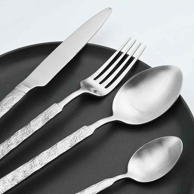 Set di posate in acciaio inossidabile 304 opaco, set di stoviglie da cucina, set di posate in argento, coltello, forchetta, cucchiaio, set da tavola