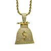 European and American Hip Hop Money Bag USD $Symbol Necklace Copper Set Zircon Pendant HIPHOP Trendy Jewelry