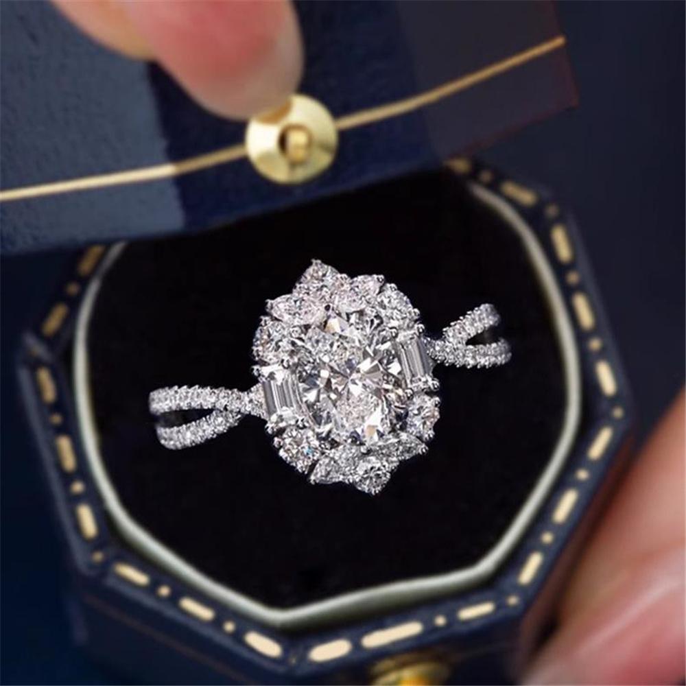 

Cute Female White Zircon Stone Silver Color Wedding Rings Promise Open Adjustable Engagement Jewelry For Women resizable белый