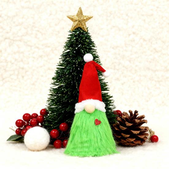 Yousheng Green Gnome Christmas Tree Topper Plush Xmas Elf Tree Topper Decoration for Christmas Tree Holiday Home Decor