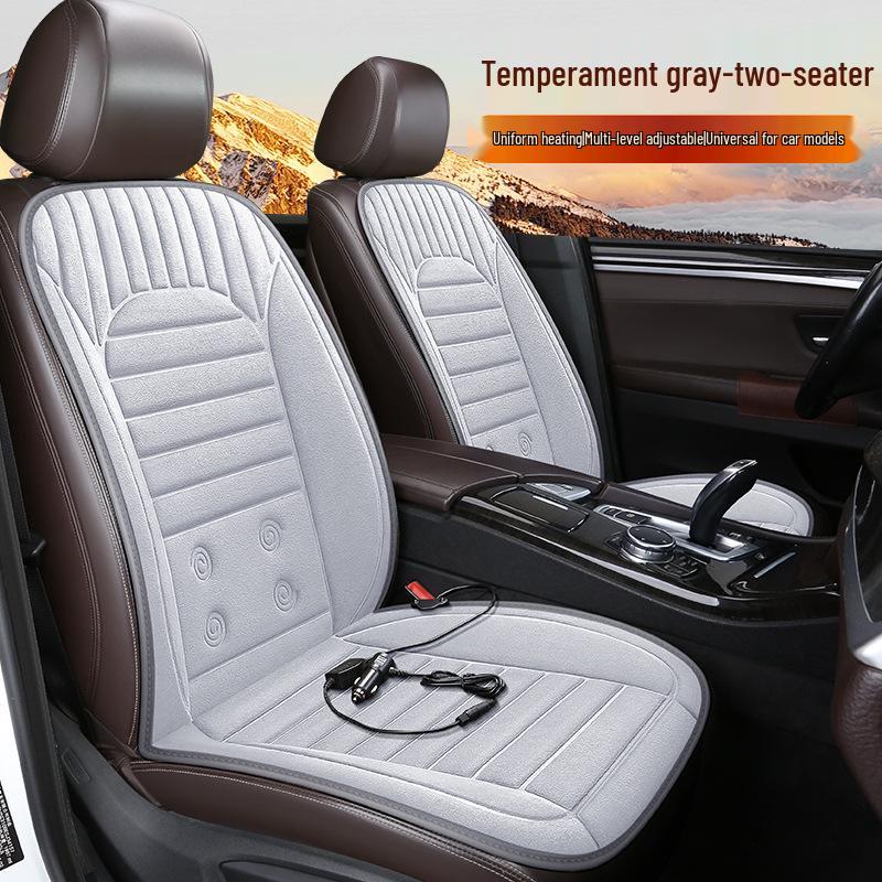 Car Heated Seat Cover with Backrest, 12V/24V for Sedans, Trucks, and Minivans.