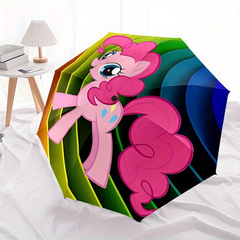 My Little Pony, Friendship Automatic Folding Umbrella with Sturdy Iron Frame, Portable Compact Travel Umbrella All-Season Use Parties 0807057