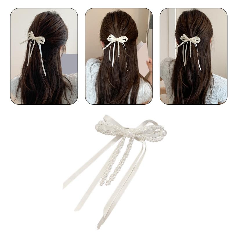 Elegante Perlen Schleifen Haarspange für Damen Kopfschmuck Mode Haarnadel Haarteile Accessoire Geeignet für verschiedene Anlässe