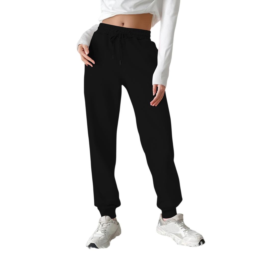 Women's Fashion Sport Solid Color Drawstring Pocket Casual Sweatpants Pants