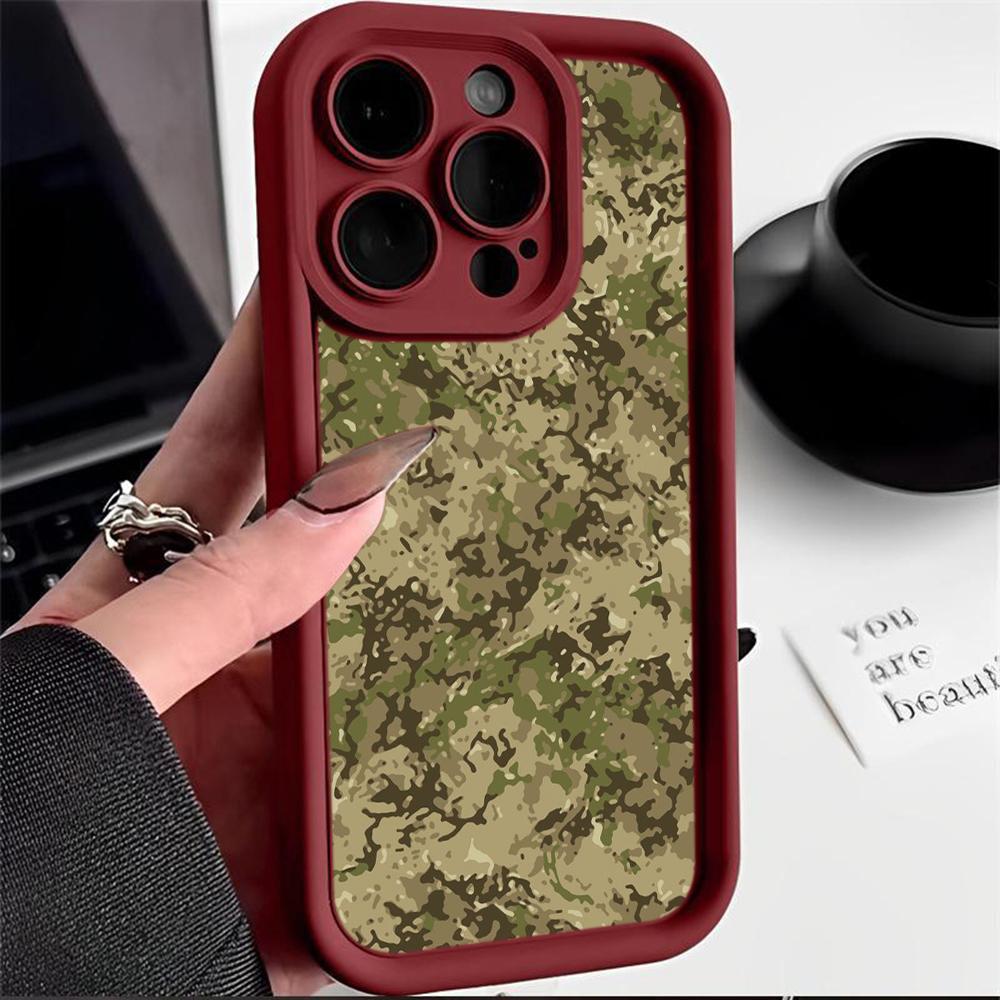 LZ6 Camouflage Camo Design Silicone Phone Case for iPhone 11 13 14 15 16 Pro Max 7 8 16 Plus 12 mini XS Max XR Shockproof Back Cover