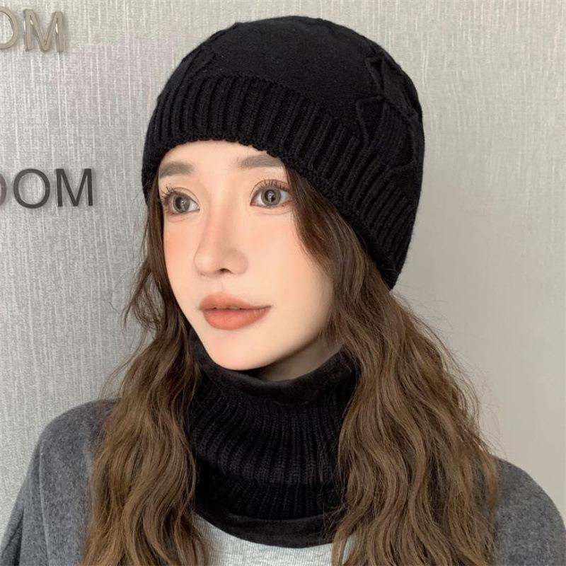 Wool Hat Women's Autumn and Winter Tide Warm Fleece Knitted Hat Cycling Cover Confinement Hat Cold Protection Ear Hat