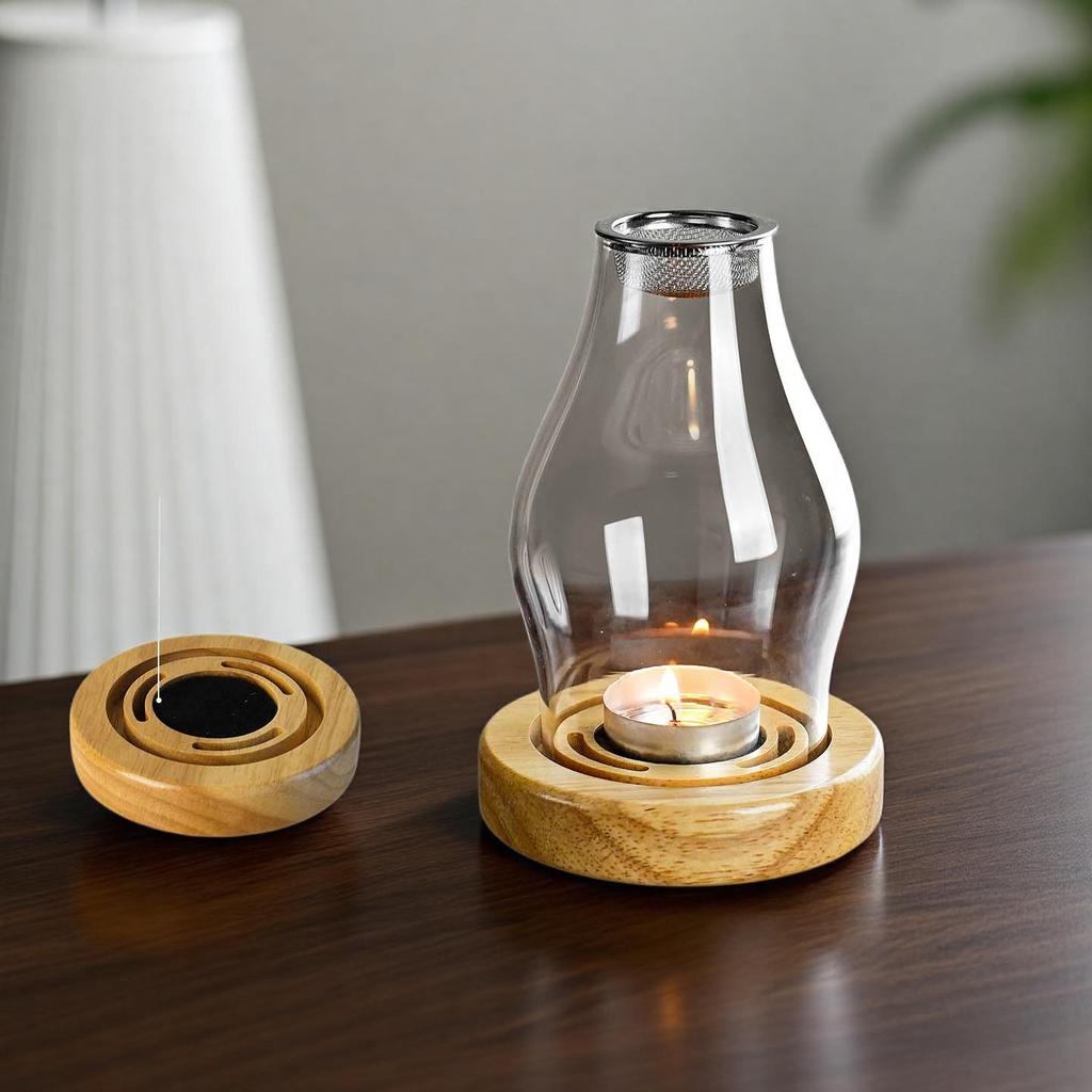 Agarwood Insulated Incense & Candle Aromatherapy Glass Burner Lamp