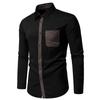 Cozy Up Herren Langarmshirt mit Dreiecksausschnitt und Tasche in Kontrastfarbe