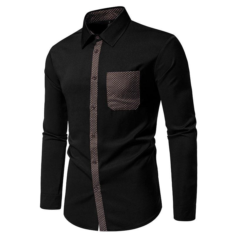 Cozy Up Herren Langarmshirt mit Dreiecksausschnitt und Tasche in Kontrastfarbe