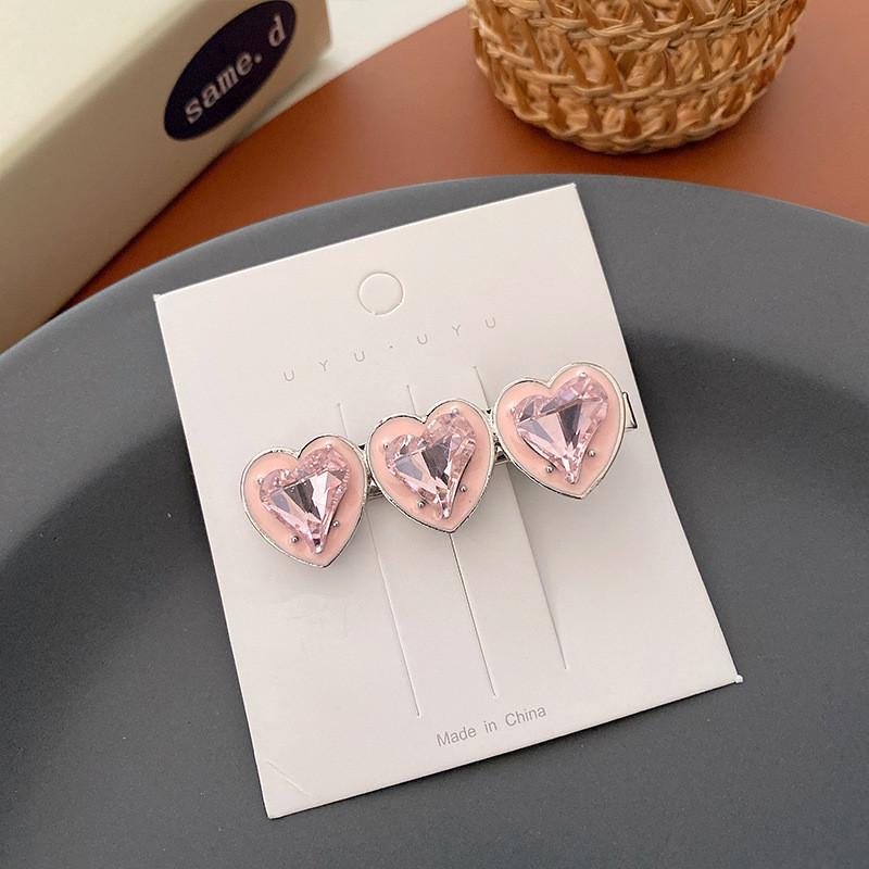 Pink Sweet Water Diamond Hair Clip Women's High End Temperament Duck Billed Clip Hair Accessories