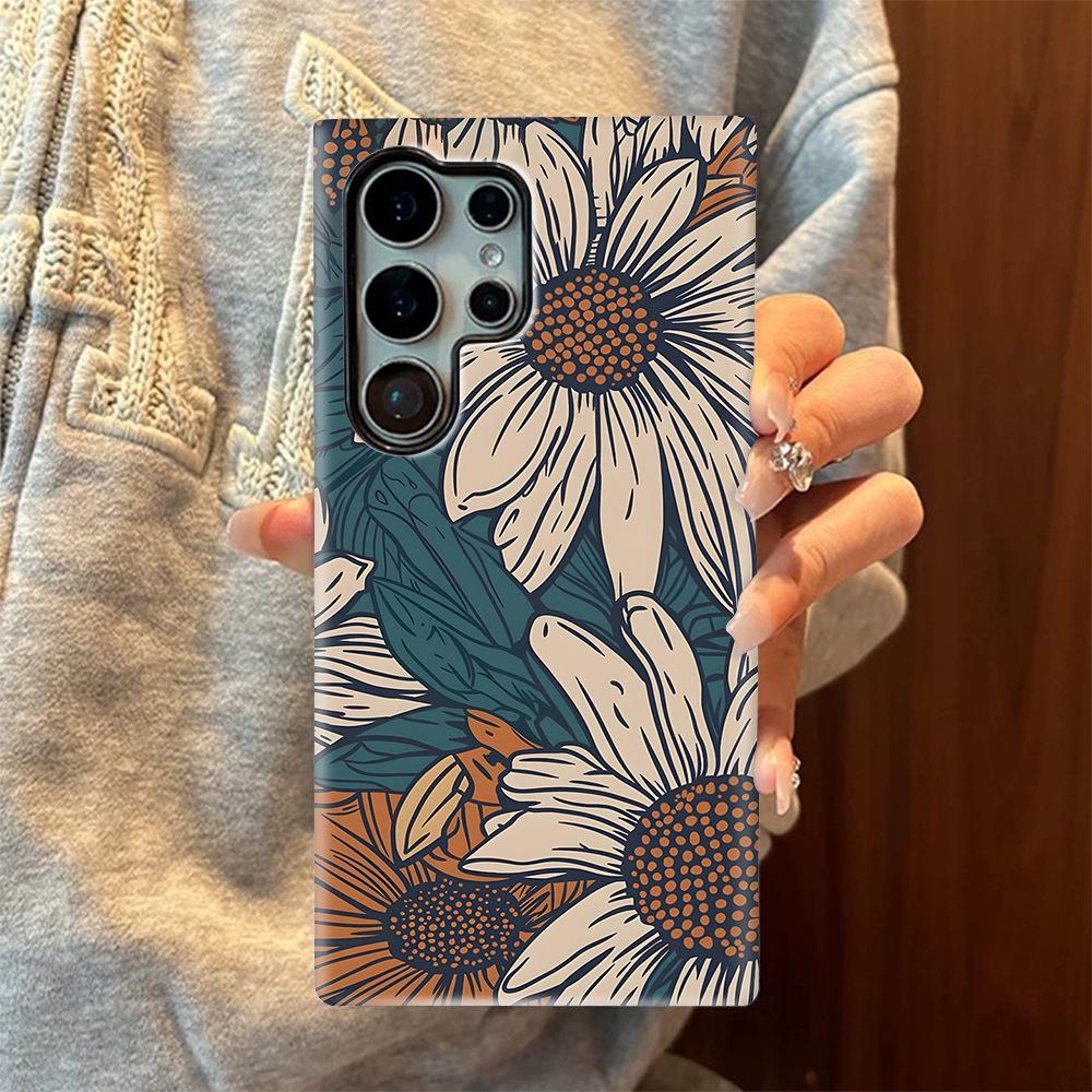 isn't style American retro sunflower Samsung S22Ultra mobile phone case s25 two-in-one film case s24 + anti-drop