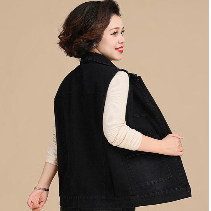 Denim Jacket Women's Spring and Autumn Middle-aged Western Style Vest Top Autumn Middle-aged Thin Jacket