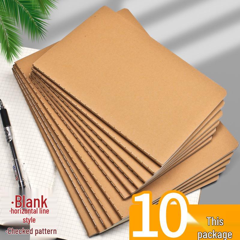 Thick Kraft Paper Notebook - A4 & B5, Simple College Style, Thread-Bound, 16k Size for Homework Records