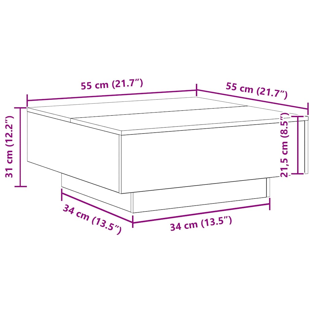 Artisan Oak Coffee Table 80 X 80 X 31 Cm Engineered Wood