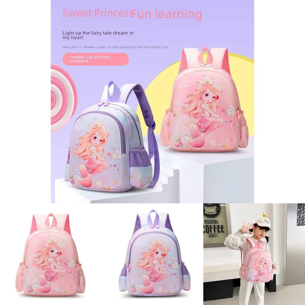 Cartoon Mermaid Childrens Backpack With Nylon Material And Shockproof Design For Kindergarten And School Use