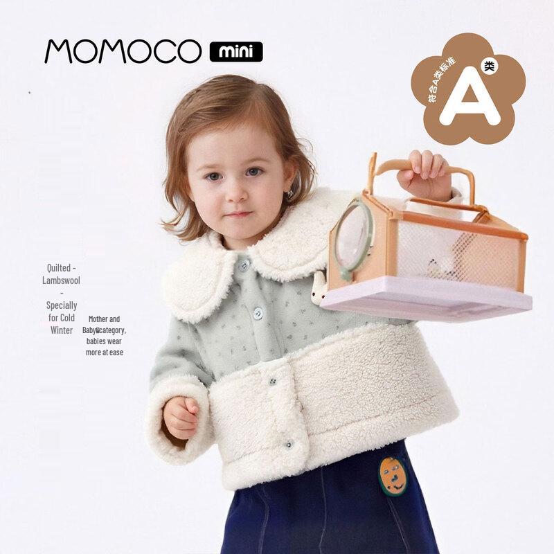 Зимнее флисовое пальто для девочек MOMOCO с кроликами и горошком 80