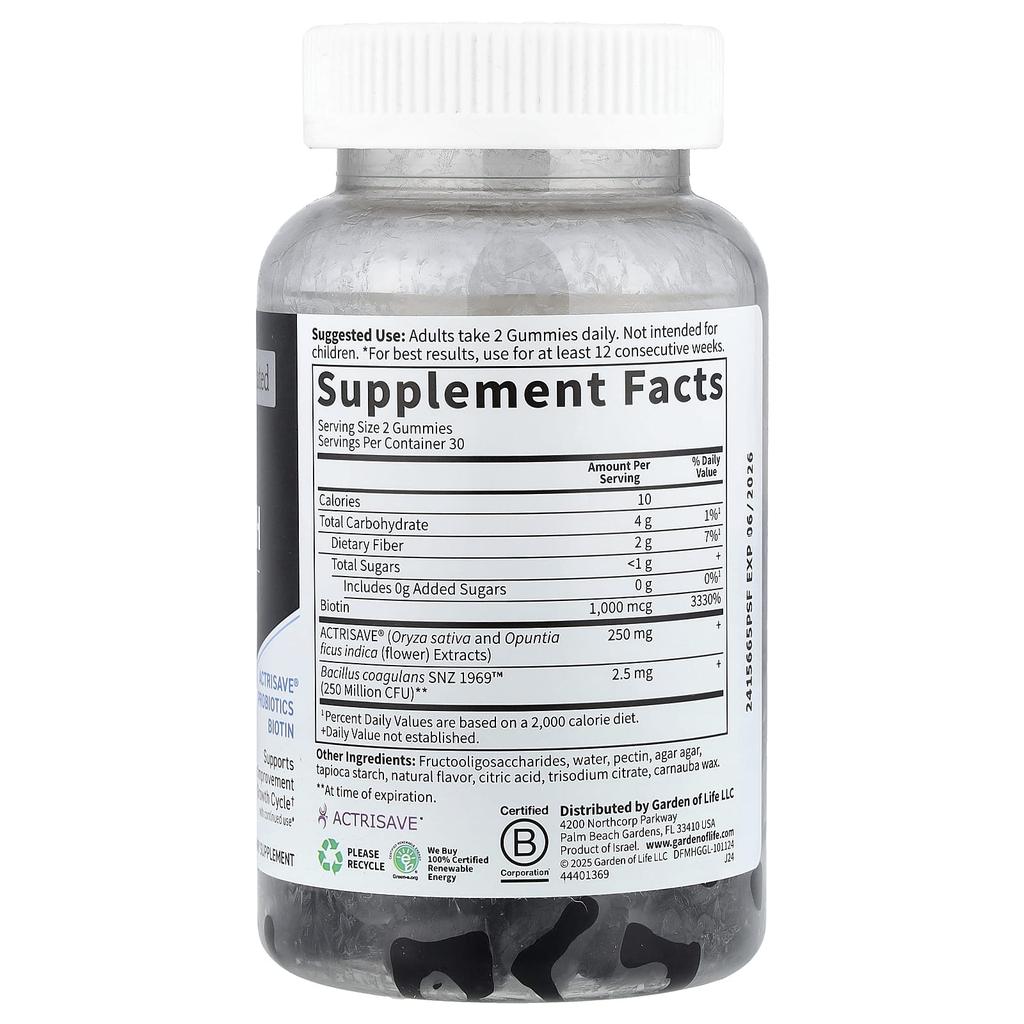 Garden of Life, Men's Hair Growth Gummies, Berry, 60 Gummies