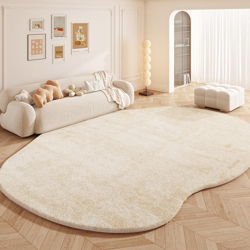 Modern Cream Style Carpets for Living Room Fluffy Soft Plush Carpet Minimalist Bedroom Decor Rug Irregular Shaped Washabler Mat