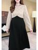 Luxury Lace Jacquard Long-Sleeve Dress for Middle-Aged Women - Autumn/Winter Collection