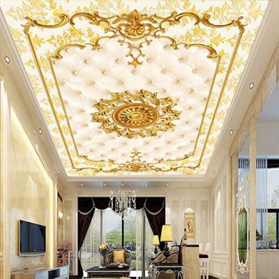 Personalizado 3d foto papel de parede estilo europeu flor dourada teto mural luxo sala estar quarto decoração cartaz