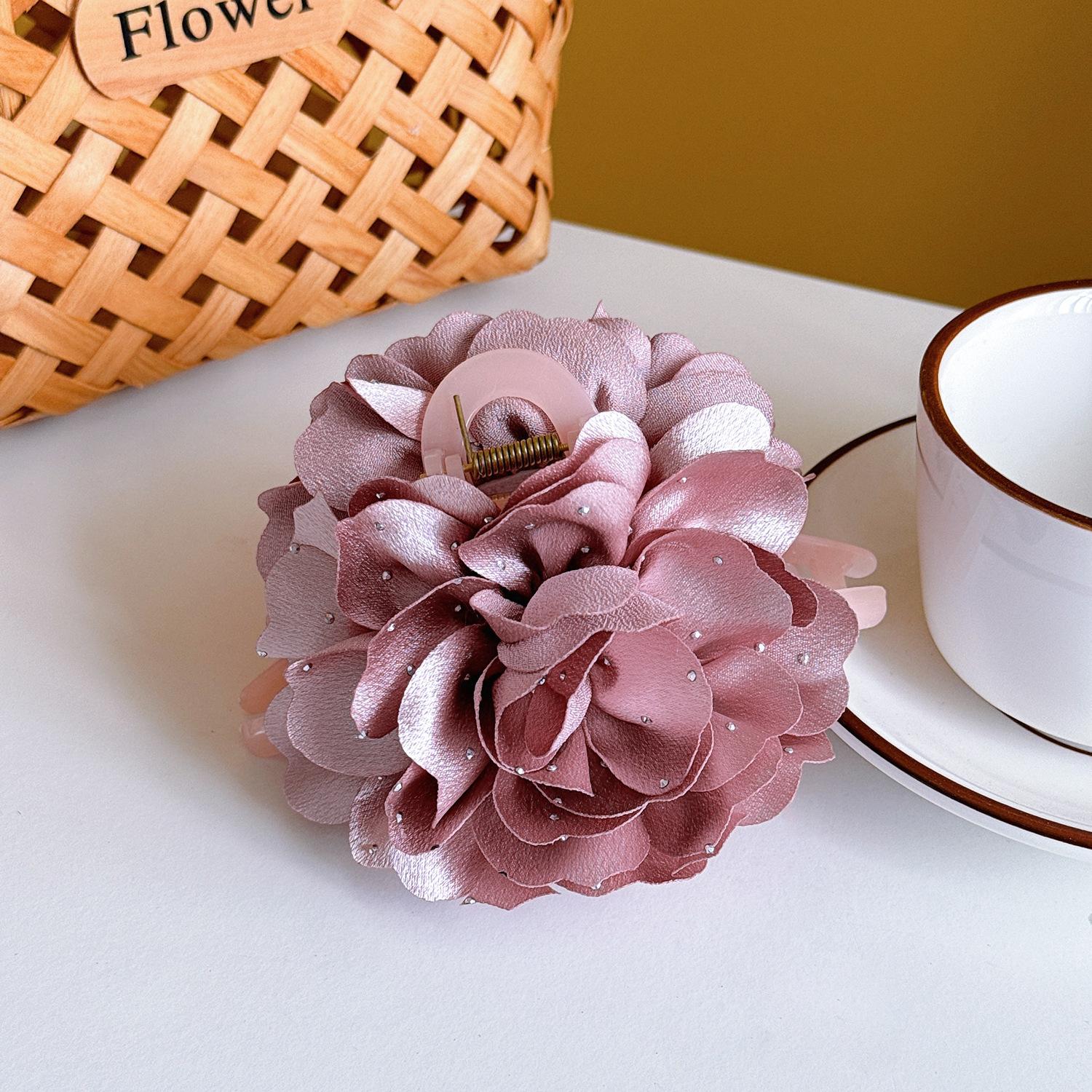 

Large Extra Stylish Hair Claw Clip With Beautiful Rose Design For Sophisticated Updos Hair Pink Purple