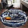 Στρογγυλό Χαλί με Λογότυπο Timberwolves για Σαλόνι, Υπνοδωμάτιο, Χώρο Παιχνιδιού, Χαλί Καρέκλας, Χαλί Περιοχής, Κυκλικό Χαλί, Μεγάλο Μέγεθος Δώρο Χριστουγέννων για Φαν