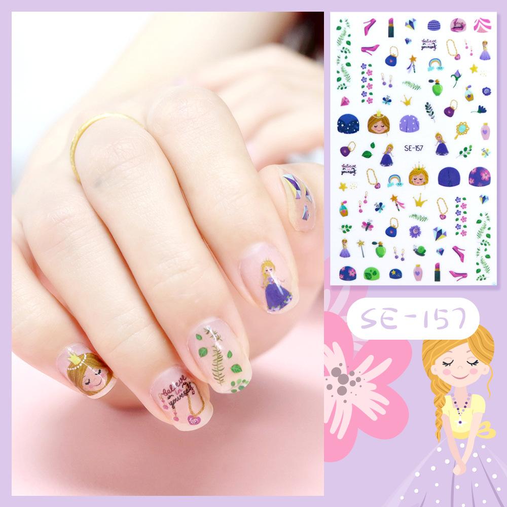 Nová dětská princezna Kreslené samolepky na nehty Flitry Třpytky Barevné květiny DIY obtisk Dětská hračka Kawaii pro děti Dívky Ozdoby