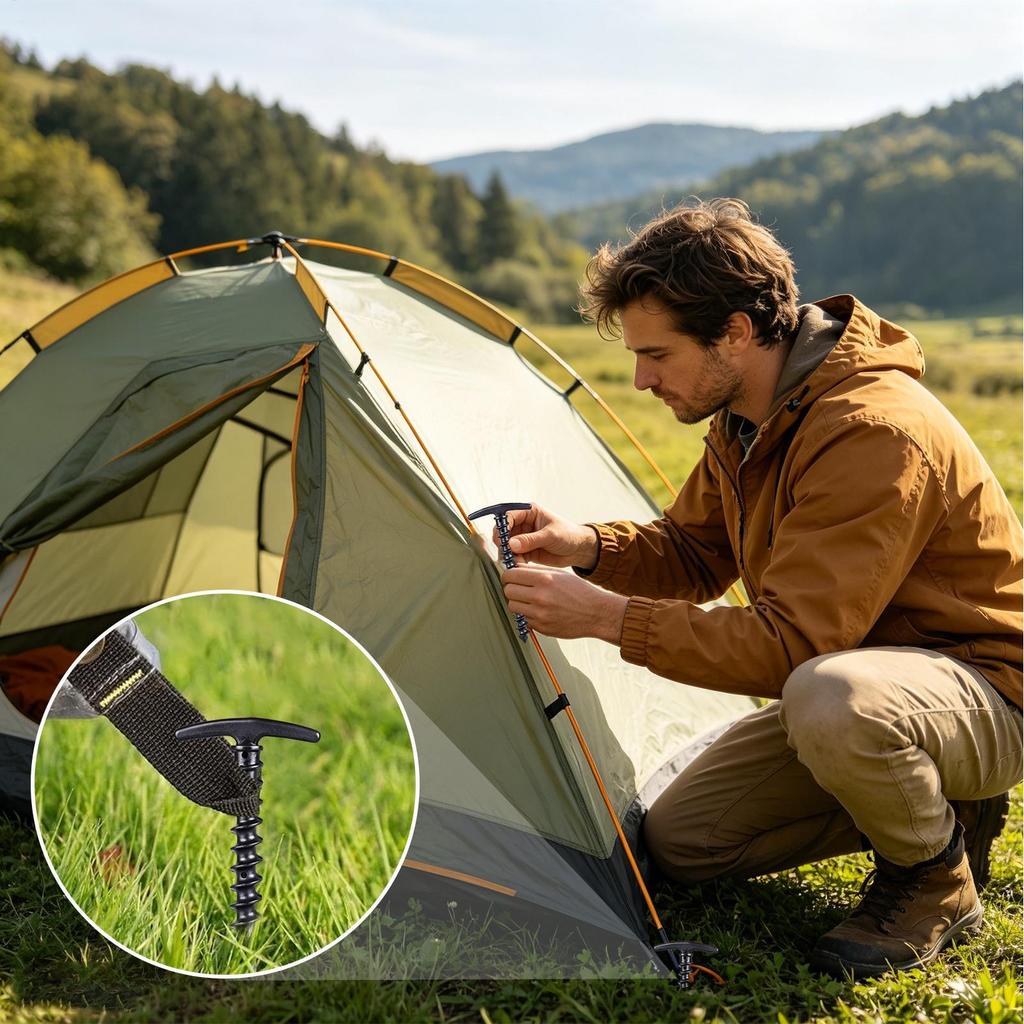 10pcs Spiral Screw In Tent Stakes Heavy Duty Canopy Awning Fixing Pegs for Camping Hiking Fishing Beach Backyard Music Festival