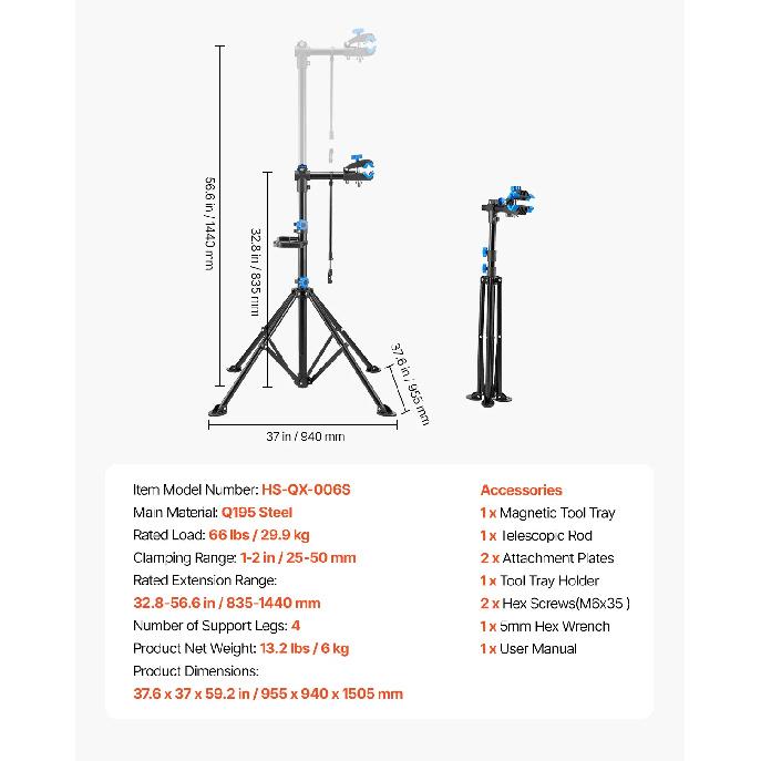 

SucceBuy Bike Repair Stand 66/85/88/110lb Heavy-duty Bicycle Work Stand Foldable Bicycle Maintenance Rack for Mountain&Road Bike steel 66lb