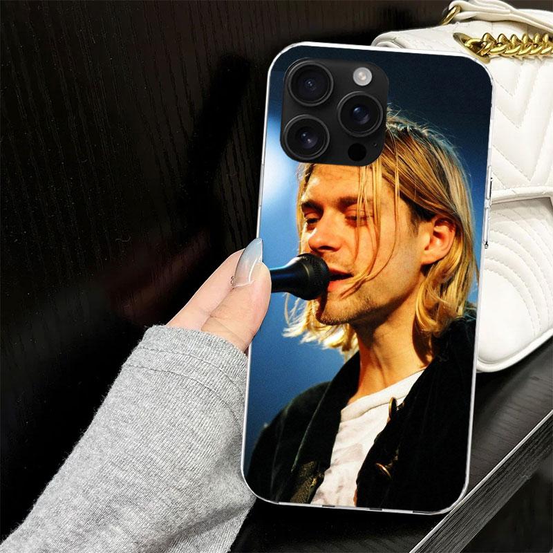 

Retro Singer Kurt Cobain Case for iPhone 13 12 Mini 11 Pro Max Soft Phone Cover X XS XR 7 SE 8 Plus 6 6S 5 5S Silicone Black Cap iPhone X