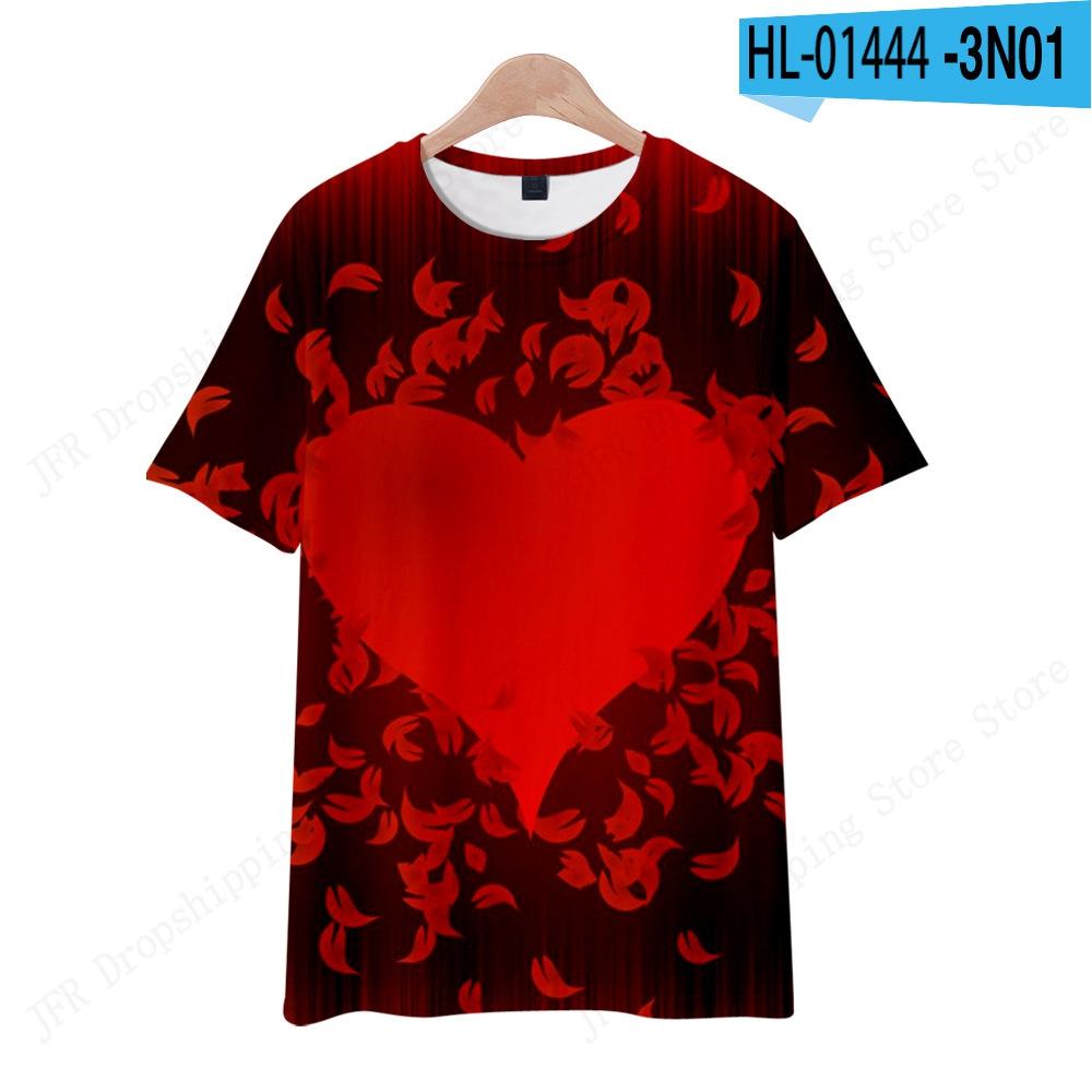 Summer Women's T-shirt Cartoon Love Heart 3d Print Tshirt Women Fashion Oversized Short Sleeve T Shirt Floral Tops Tees Gifts