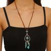 Bohemia Ethnic Style Women's Turquoise Pendant Necklace Copper Electroplated Bamboo Chain Sweater Chain