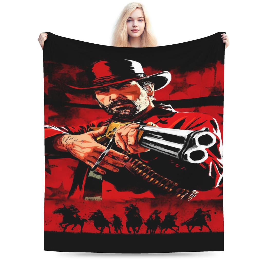 Red Dead Redemption 2 Blanket Warm Soft Graphic Plush Bedding Throws For Bedroom Airplane Travel Flannel Bedspread Bed Cover
