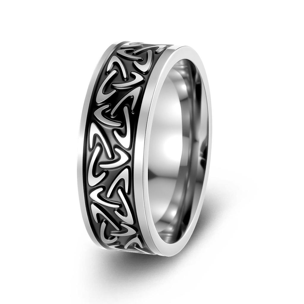 2024 Hot-Selling Retro Viking Devil Eye Titanium Steel Ring with Great Wall Pattern