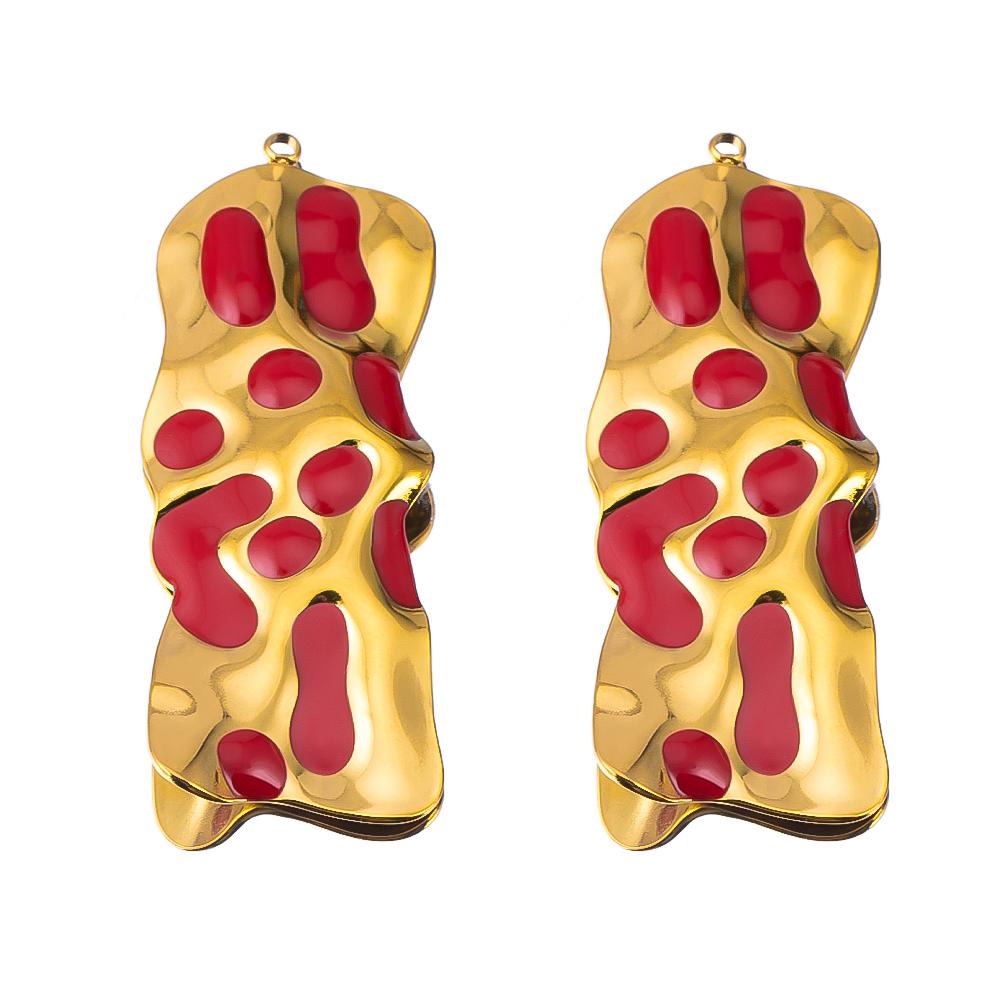 5pcs 2pcs Stainless Steel Wrinkle Rectangle Vintage Enamel Colorful Charm Pendants DIY Earrings Necklace Jewelry Making Supplies