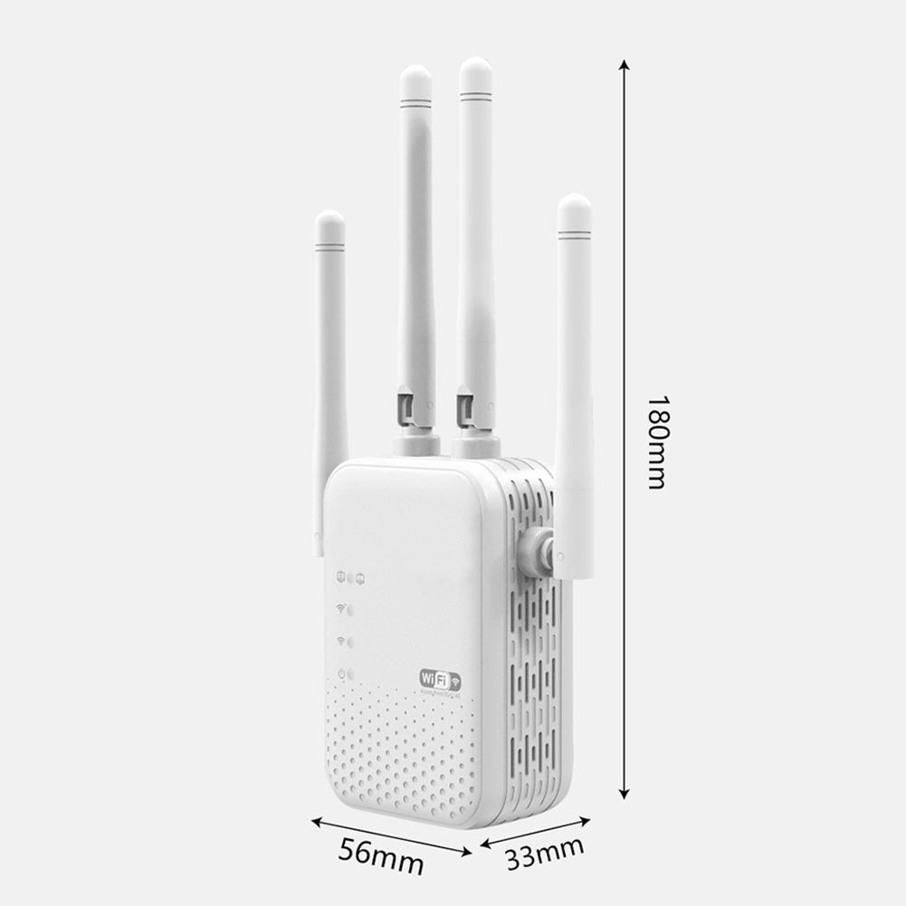 1200Mbps WiFi Signal Booster 4 External Antennas 5GHz & 2.4GHz Dual-Band Internet Extender for Home Office