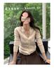 Women's V-Neck Lace Trim Cashmere Cardigan - Long Sleeve Knit Sweater for Autumn and Winter